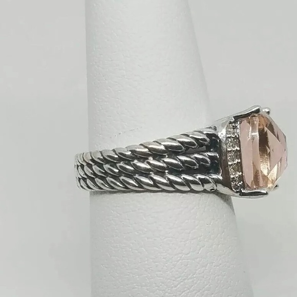 David Yurman Petite Morganite Diamond Wheaton Ring - Picture 3 of 5